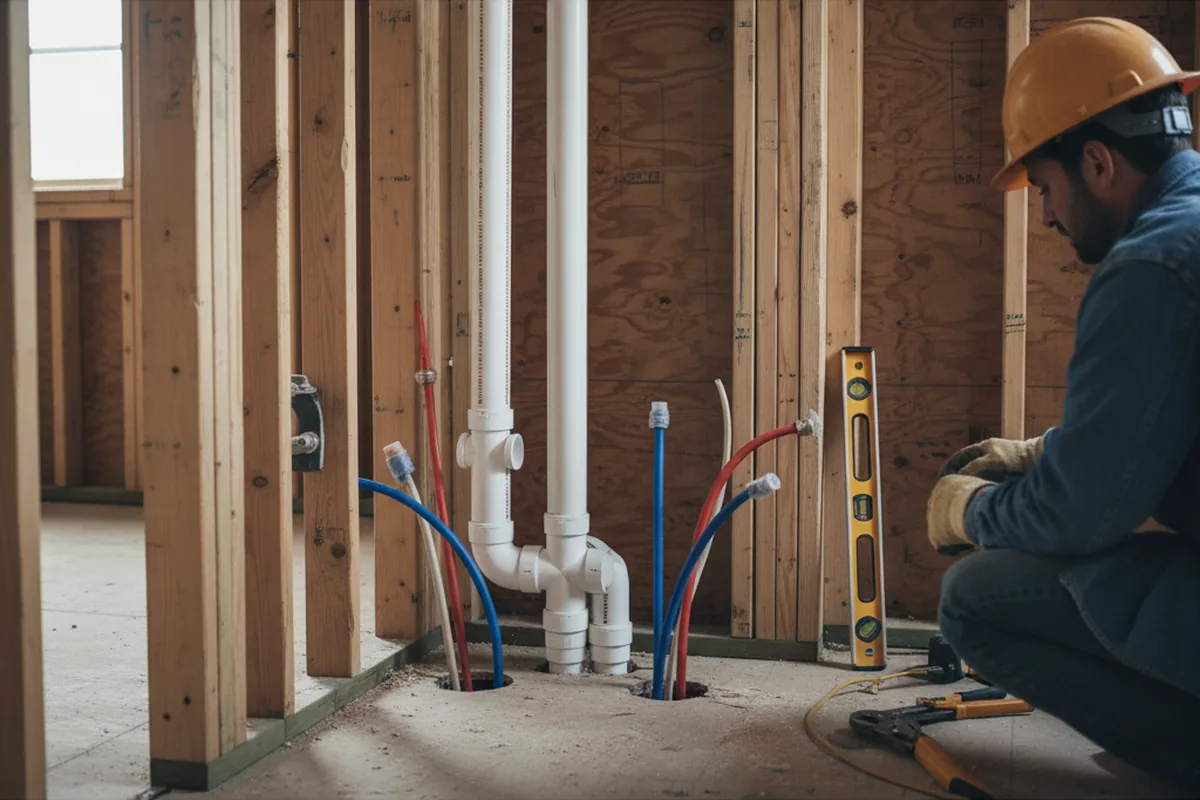 Drain and supply rough-in during Drain Cleaning in Falls Church