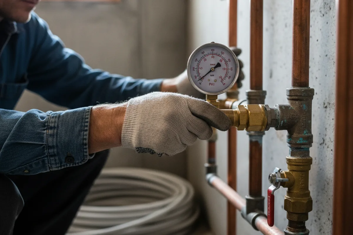 Pressure testing a repaired line during Water Line Repair in Falls Church